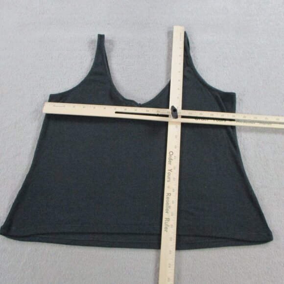 SKIMS Sheer Cotton Rib V Neck Tank Womens XL Soot Black Cropped Top NWT NEW - Picture 6 of 9